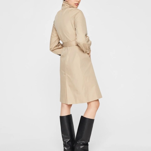 Gathered Trench Coat - Brand New - NEVER WORN - ALMOND ( SEE COLOR - LAST PIC ) - Picture 2 of 6